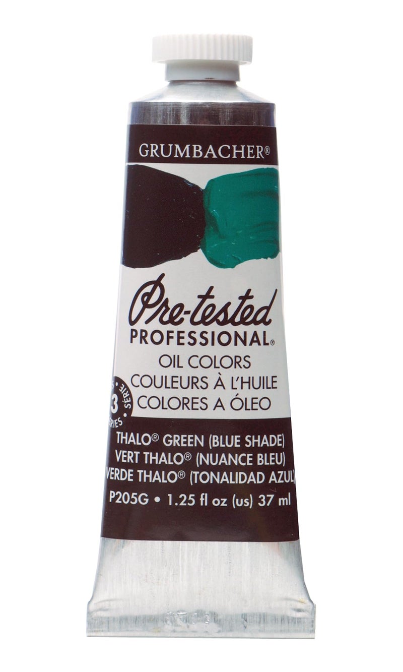 Grumbacher Pre-Tested Oil Paint, 37ml/1.25 Ounce, Thalo Green (Blue Shade) (P205G) - Image 1